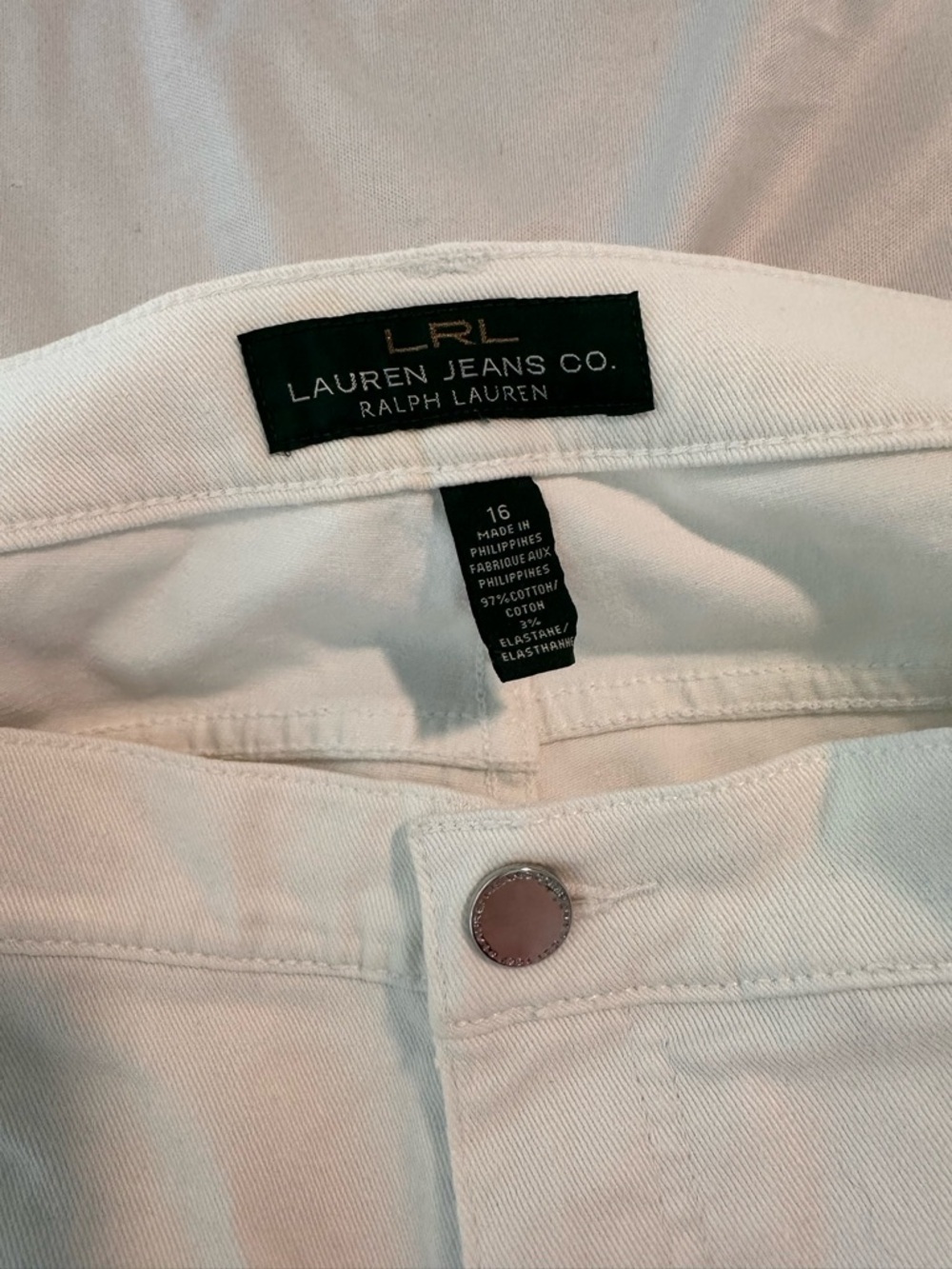 Ralph Lauren Jeans Co Size 16 White Straight Leg Jeans Ankle Zip 27” Inseam EUC - Picture 9 of 11